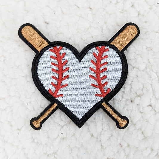 BASEBALL HEART AND BATS PATCH (PATCH ONLY)