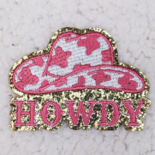 HOWDY PINK AND GOLD PATCH