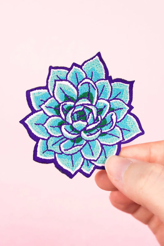 BLUE PURPLE BLOOM EMBROIDERED PATCH
