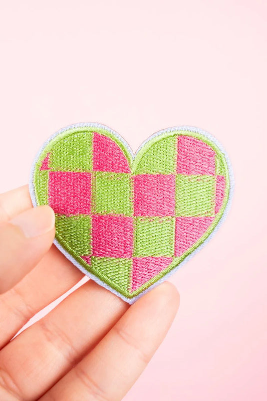 GREEN PINK EMBROIDERED PATCH