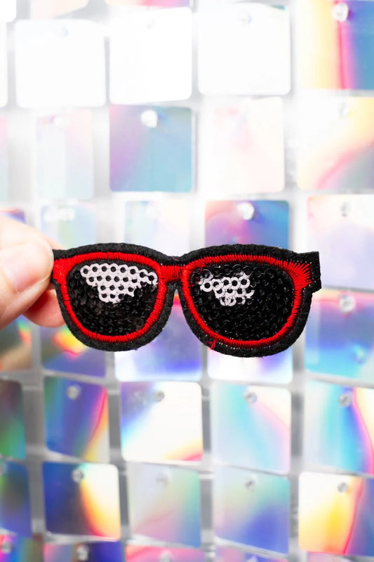 RED AND BLACK SUNGLASSES SEQUIN PATCH