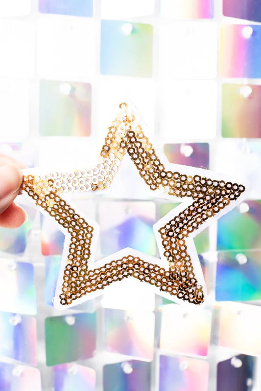 GOLD OPEN STAR SEQUIN PATCH
