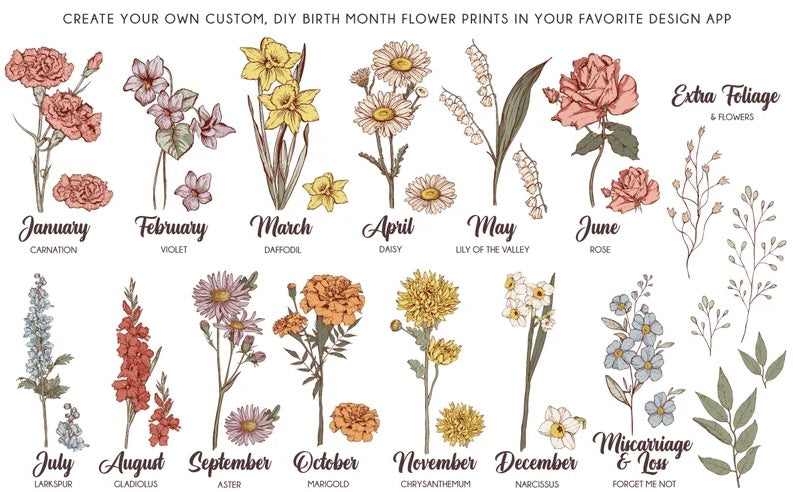 Custom Wildflower Birthmonth Bouquet Gifts